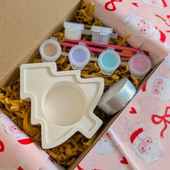 Paint Your Own Christmas Tree Tea Light Holder Kit, 2 of 6