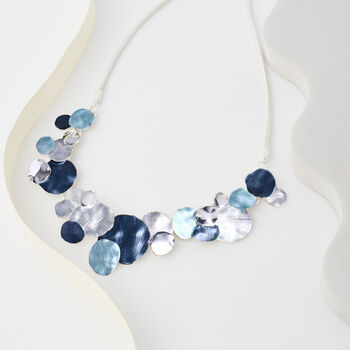 Hammered Blue Four Tone Statement Necklace, 2 of 6