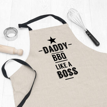 Personalised Bbq Like A Boss Linen Apron, 2 of 5