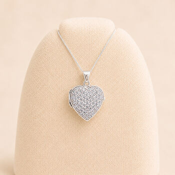 Personalised Sparkling Sterling Silver Heart Locket Necklace With Photos, 3 of 7