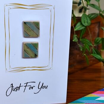 Handmade Ceramic Cufflinks Small Gifts For Him Silver Plated, 3 of 9