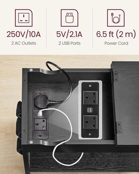 Slim Side Table With Charging Station Usb Ports, 7 of 12