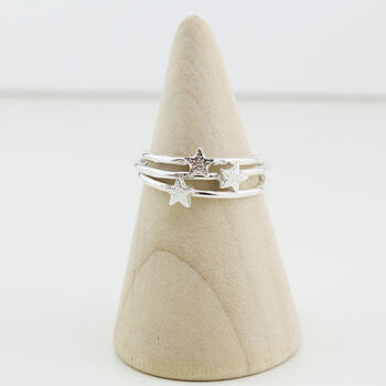 Sterling Silver Mini Star Charm Ring, 3 of 5