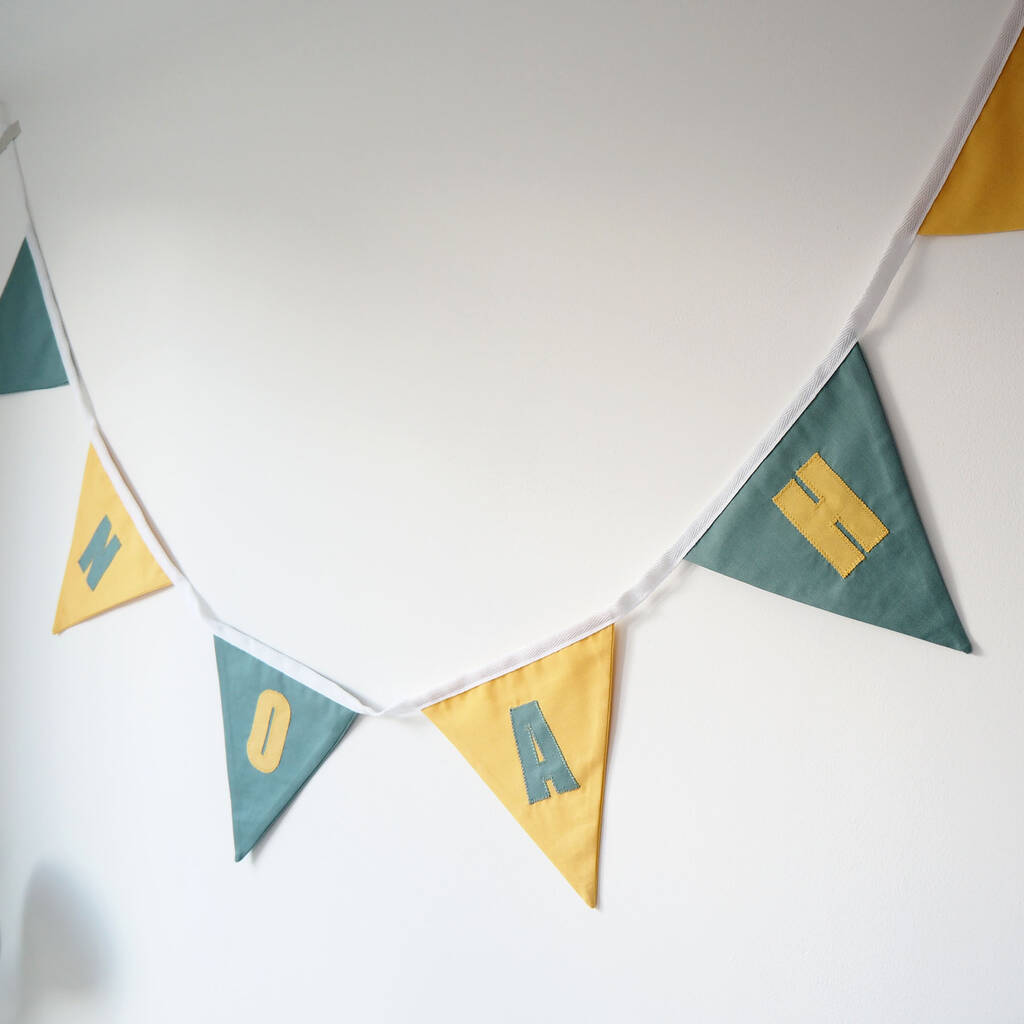 Personalised Cotton Name Bunting By Brown Betty Blue