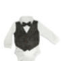 Baby Boys All In One Suit With Waistcoat And Bow Tie, thumbnail 3 of 6