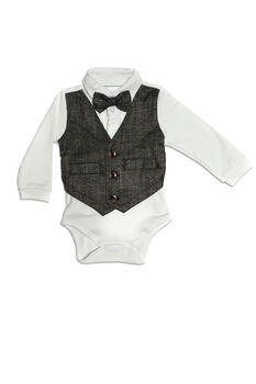 Baby Boys All In One Suit With Waistcoat And Bow Tie, 3 of 6