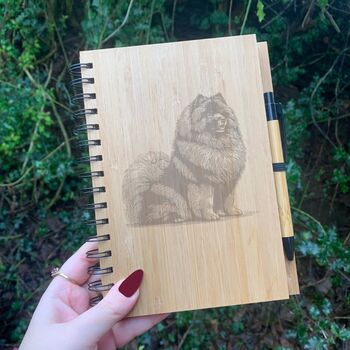 Personalised Keeshond Dog Engraved Notebook, 4 of 5