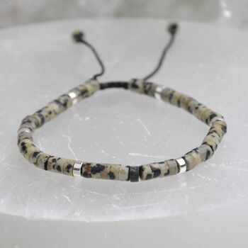Gemstone Boho Beaded Adjustable Friendship Bracelet Silver Beads, 5 of 10