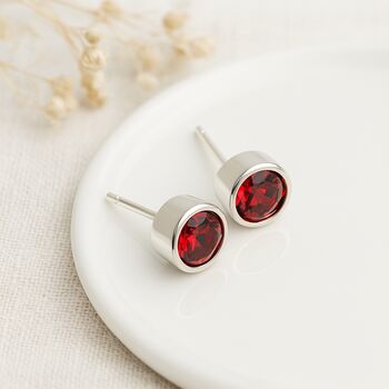 Sterling Silver July Birthstone Stud Earrings – 7mm, 5 of 9