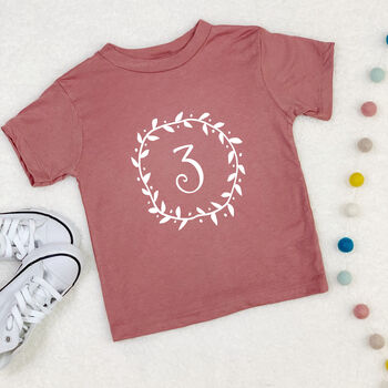 Girls Birthday T Shirt Flower Garland And Number, 4 of 7