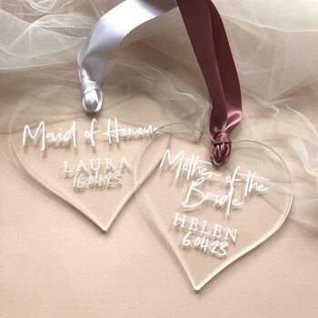 Personalised Team Bride Acrylic Hanger Heart Charm, 7 of 11