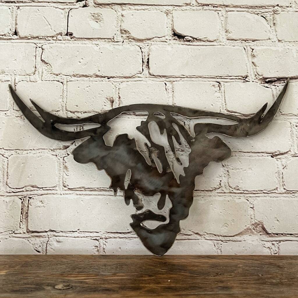 Highland Bulls Head Metal Wall Art Plaque, 1 of 6