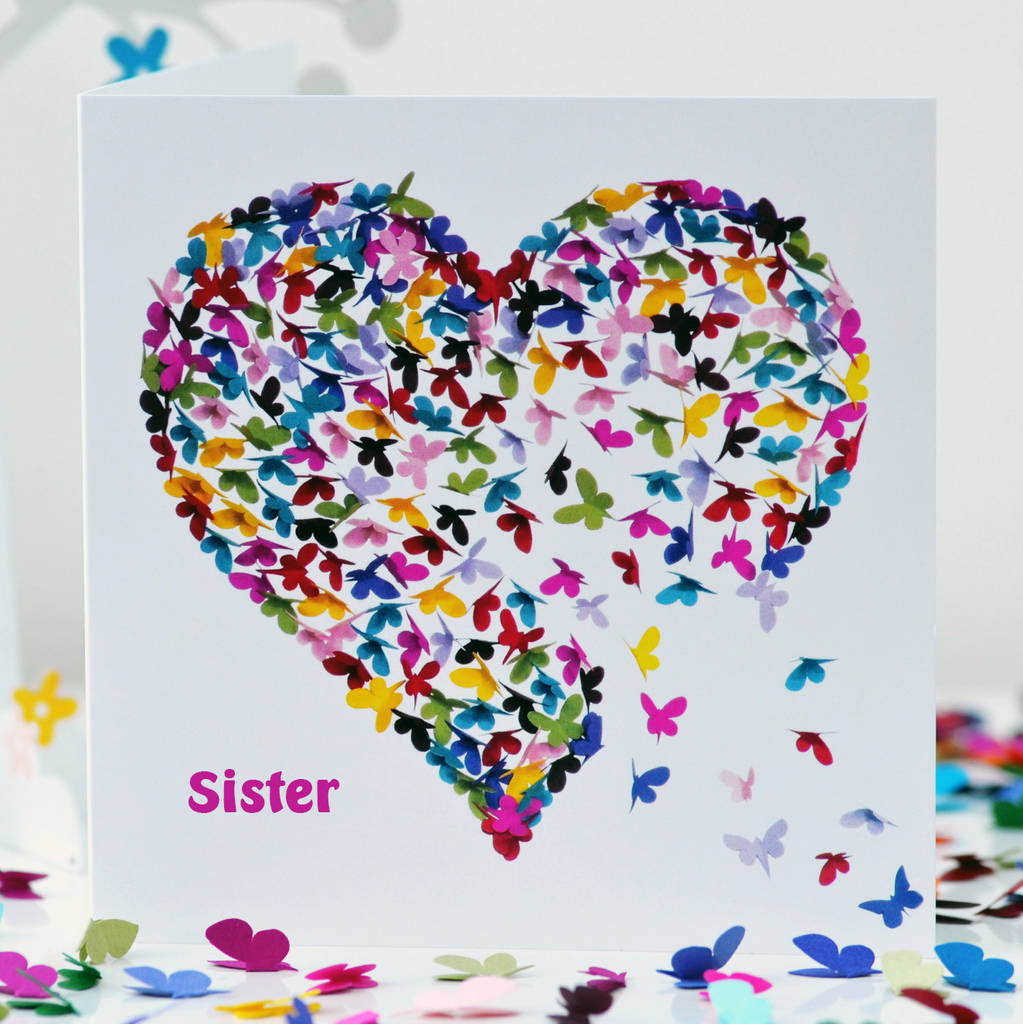 Sister Birthday Card, Butterfly Sister Card.K By Inkywool ...