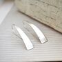 Tapered Bar Sterling Silver Elliptical Hoop Earrings, thumbnail 5 of 12