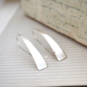 Tapered Bar Sterling Silver Elliptical Hoop Earrings, 5 of 12
