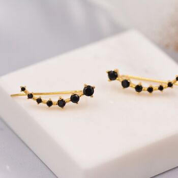 Black And Gold Ear Crawlers In Sterling Silver, 2 of 12