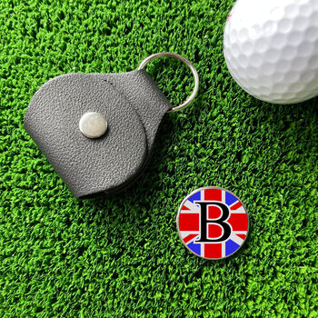 Personalised Union Jack Golf Ball Marker And Holder, 2 of 2