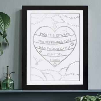 Wedding Heart Personalised Print, 8 of 8
