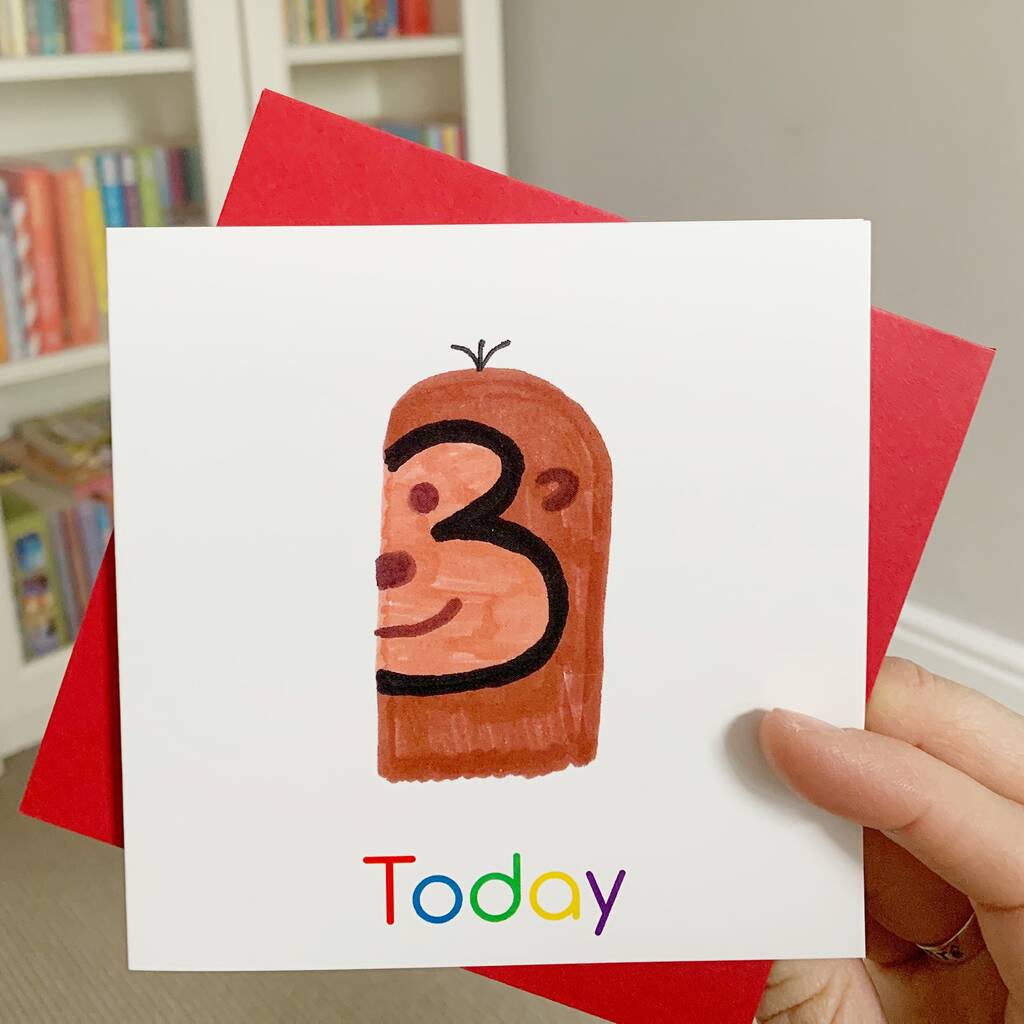 Image of 3rd Birthday Card For Child : Monkey