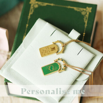 Personalised Lucky Clover Enamel Pendant Necklace, 2 of 7