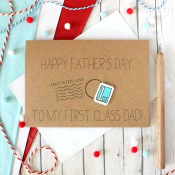 Personalised First Class Dad, Happy Father's Day Card, 5 of 7