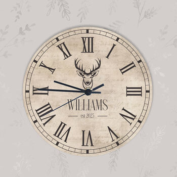 Vintage Inspired Stag Personalised Kitchen Clock, 3 of 5