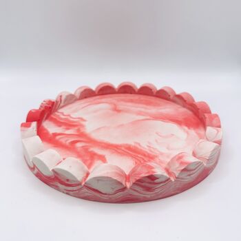 Tie Dye Scalloped Edged Tray Red, 2 of 6