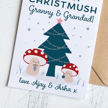 Grandparents Christmas Card With Cute Toadstools, 3 of 5