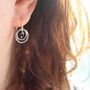 Sapphire Textured Circles Earrings, thumbnail 2 of 5