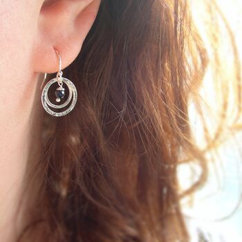 Sapphire Textured Circles Earrings, 2 of 5