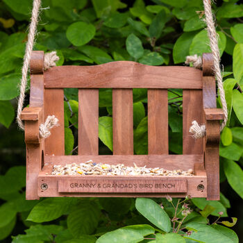 Personalised Wooden Memorial Bench Bird Feeder, 5 of 12