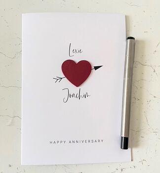 Personalised Wedding Anniversary Card Cupid's Bow, 4 of 6