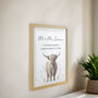 Personalised Highland Cow Oak Poster Frame, thumbnail 2 of 4