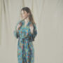 Green Silk Blend Kimono Robe, thumbnail 3 of 4