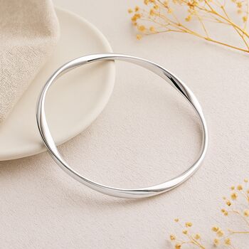 Sterling Silver Soft Twist Hollow Slave Bangle, 2 of 4