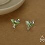 Lunar Moth Enamel Screw Back Earrings In Sterling Silver, thumbnail 1 of 12