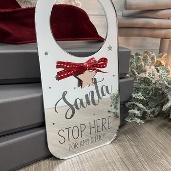 Gold Santa Stop Here Sign Personalised For Children, 4 of 10