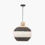 Natural Rattan Black White Woven Pendant Ceiling Light, thumbnail 2 of 8