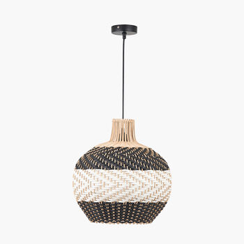 Natural Rattan Black White Woven Pendant Ceiling Light, 2 of 8