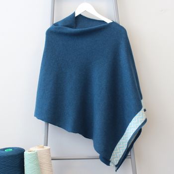 Teal Knitted Lambswool Poncho, 2 of 3