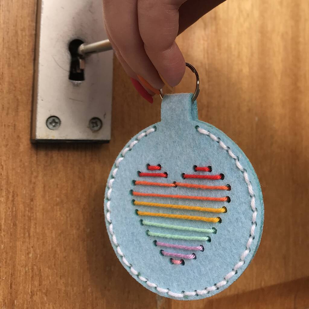 Rainbow Keyring Embroidery Kit By just toppers