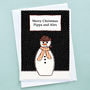 'Christmas Snowman' Personalised Christmas Card, thumbnail 2 of 3