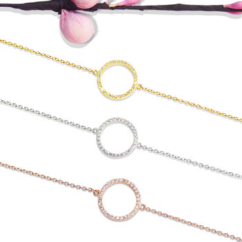 O Circle Bracelet Rose Or Gold Plated 925 Silver, 3 of 7