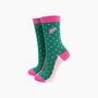 Embroidered Conch Shell Combed Cotton Socks In Green/Pink, thumbnail 1 of 4