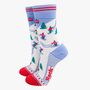 Ski Mountain Women's Bamboo Ankle Socks Blue Red, thumbnail 1 of 4