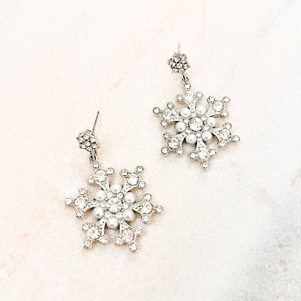 Winter Sparkle Snowflake Drop Earrings