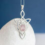 Genuine Rose Quartz Celtic Knot Necklace In Silver, thumbnail 1 of 9