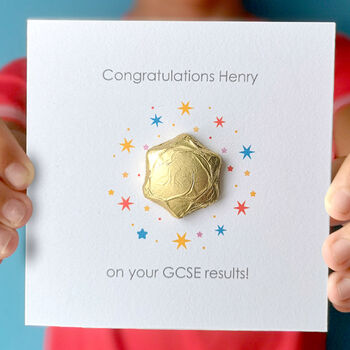 Personalised Gcse Exam Results Chocolate Star Card, 2 of 4