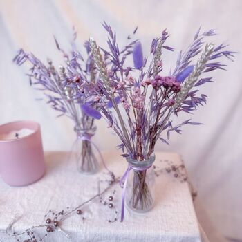 Mini Lilac Dried Flower Arrangement With Vase, 2 of 3