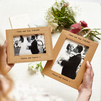 Personalised Solid Oak Picture Frame With Photo Print, 2 of 7